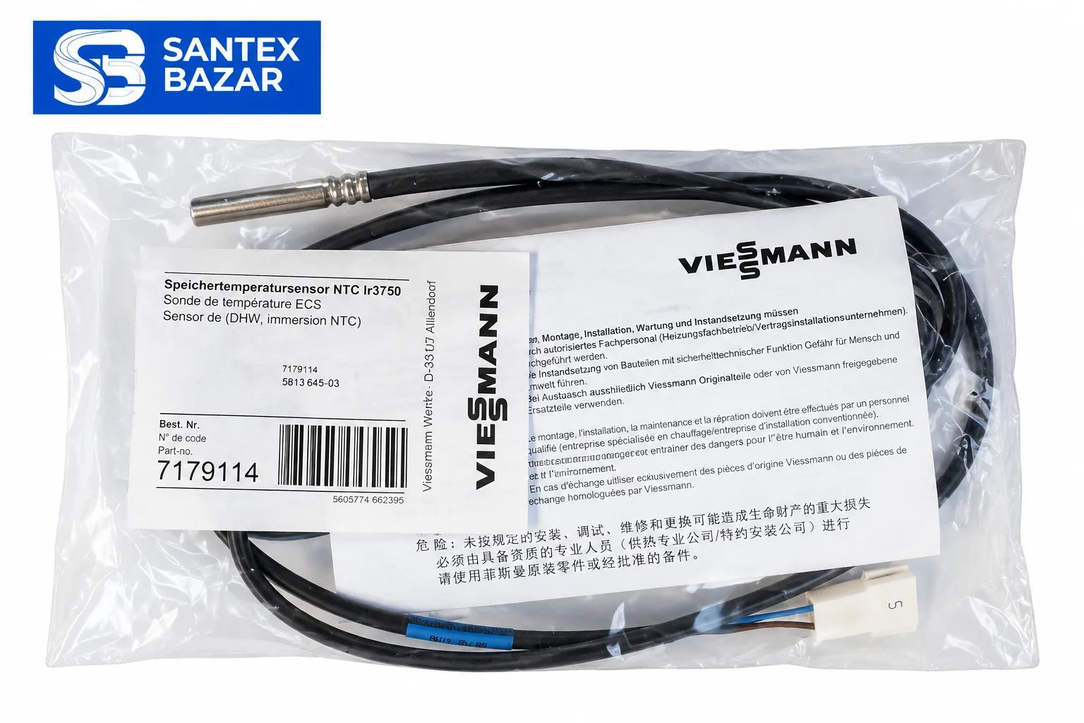 Viessmann qozonidagi harorat sensori — D-35107 NTC, 3750 mm